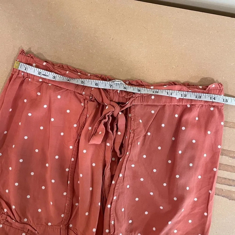 Madewell‎ Drapey Pull-On Shorts in Polka Dot Size Small Pink & White Drawstring